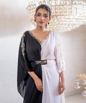 Mary Black And White Kaftan Dress 2