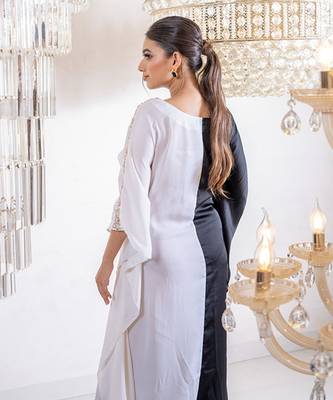 Mary Black And White Kaftan Dress 3