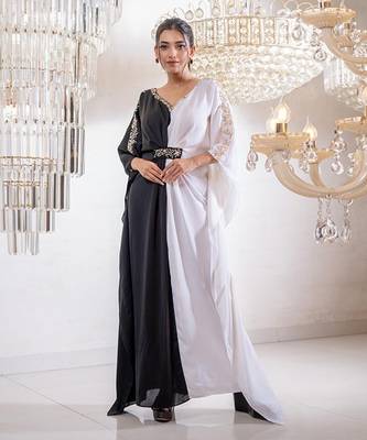 Mary Black And White Kaftan Dress 1