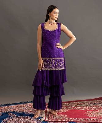 Samantha Layered Pant Sharara Purple 1