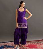 Samantha Layered Pant Sharara Purple