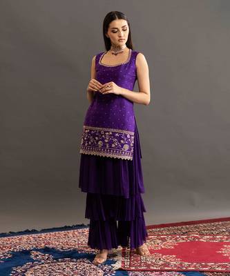 Samantha Layered Pant Sharara Purple 3