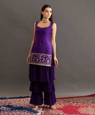 Samantha Layered Pant Sharara Purple 4