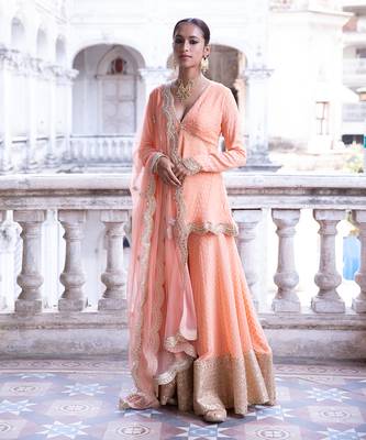 Tangerine Aradhya Kurta Sharara Set 1
