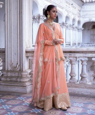 Tangerine Aradhya Kurta Sharara Set 2