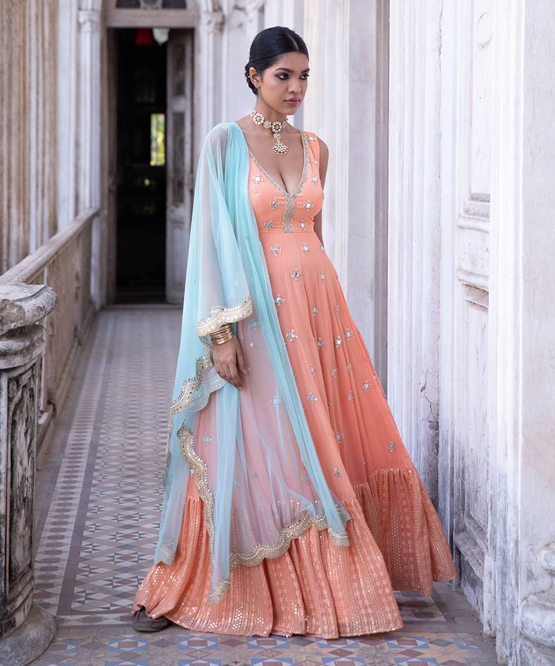 Tangerine Nitara Anarkali