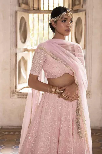 Blush Pink Engagement Lehenga for Women