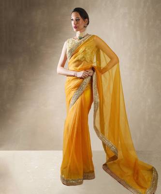 Buttercup Mango Yellow Saree Set 1