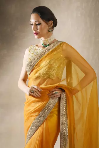 Buttercup Mango Yellow Saree Set