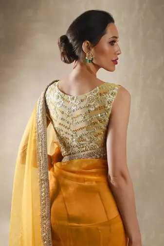 Buttercup Mango Yellow Saree Set