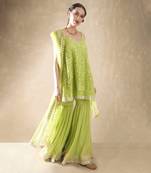 Carnation Lime Green Kurta Gharara Set