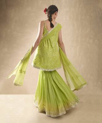 Carnation Lime Green Kurta Gharara Set 2