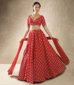 Hibiscus Red Embroidered Lehenga Set