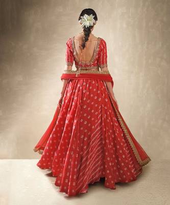 Hibiscus Red Embroidered Lehenga Set 3