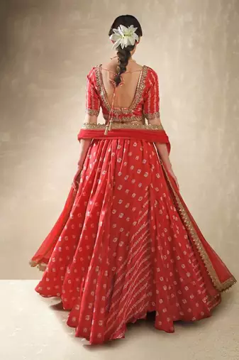 Hibiscus Red Embroidered Lehenga Set