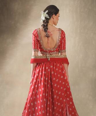 Hibiscus Red Embroidered Lehenga Set 5