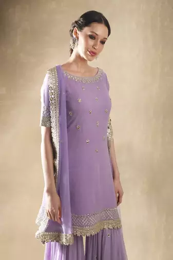 Lilac Kurta Sharara Set