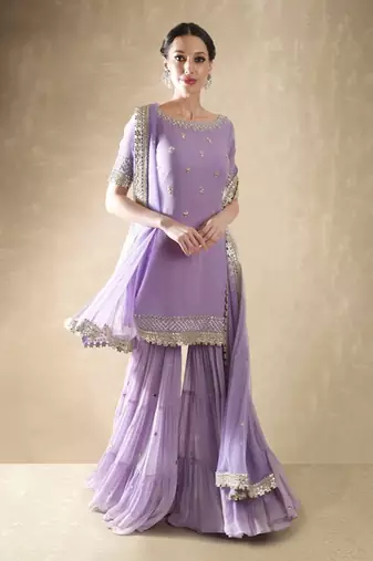 Lilac Kurta Sharara Set