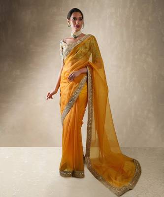 Sunflower Mango Yellow Saree Set  1