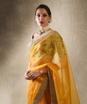 Sunflower Mango Yellow Saree Set  2