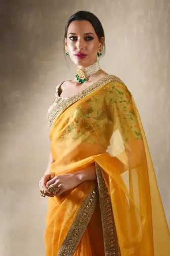 Sunflower Mango Yellow Saree Set 