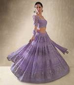 Lilac Crepe Embroidered Lehenga Choli
