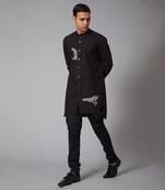 Black Embroidered Long Shirt