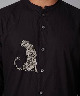 Black Embroidered Long Shirt 3