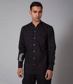 Black Embroidered poplin Shirt