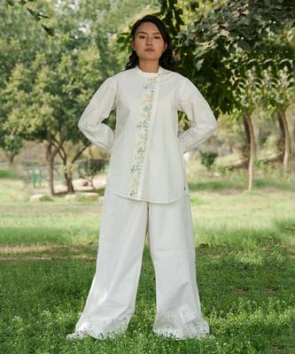 Ivory Anne Pleated Placket Shirt 1