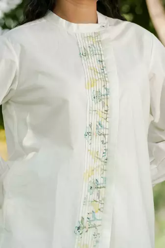 Ivory Anne Pleated Placket Shirt