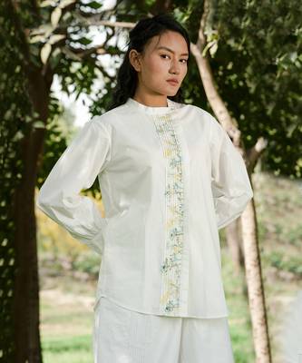 Ivory Anne Pleated Placket Shirt 3