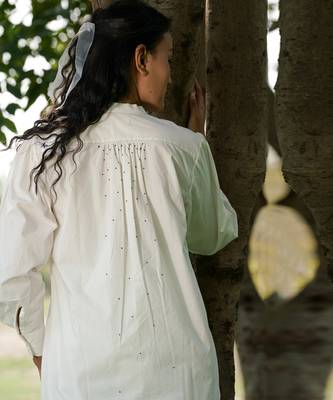 Ivory Anne Pleated Placket Shirt 4