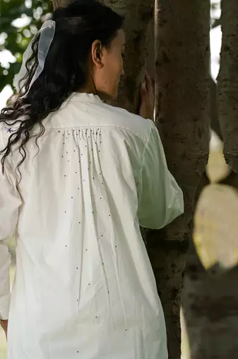 Ivory Anne Pleated Placket Shirt