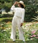 Ivory Emma Highneck Pleated Top