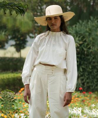 Ivory Emma Highneck Pleated Top 2