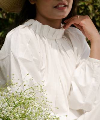 Ivory Emma Highneck Pleated Top 4
