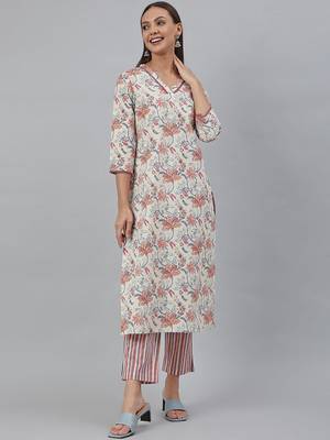 Off-white printed crepe cotton-kurtis 1