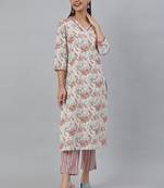 Off-white printed crepe cotton-kurtis