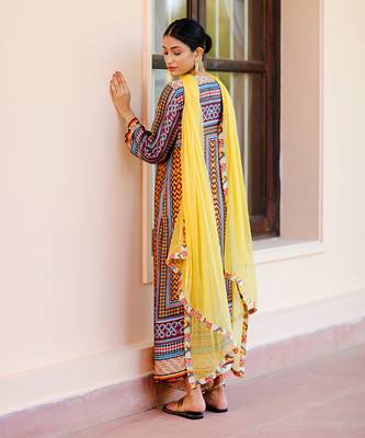 Yellow Gold stripped dupatta  2