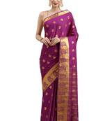 Purple woven crepe saree with blouse