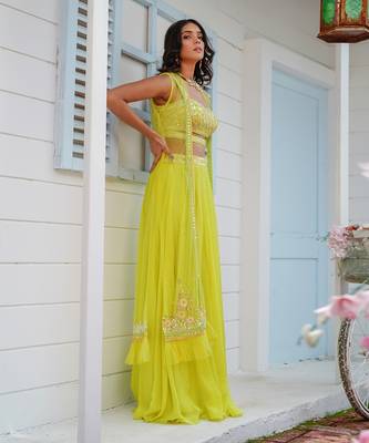 Lime Green Aura Lehenga Set 2
