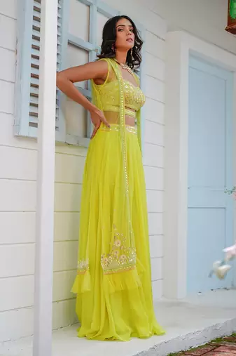 Lime Green Aura Lehenga Set