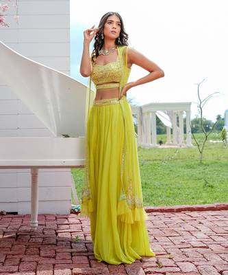 Lime Green Aura Lehenga Set 3