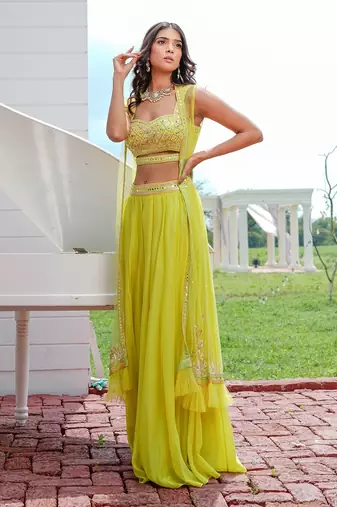 Lime Green Aura Lehenga Set