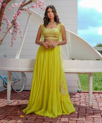 Lime Green Aura Lehenga Set 4