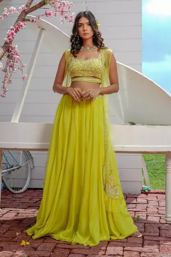 Lime Green Aura Lehenga Set
