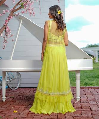 Lime Green Aura Lehenga Set 5