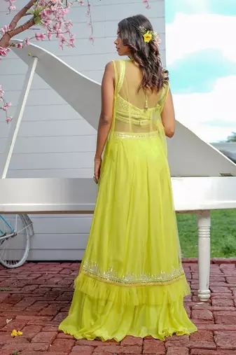Lime Green Aura Lehenga Set