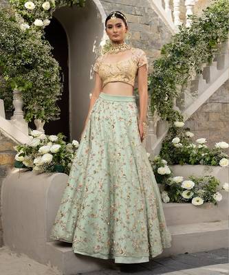 Mint Green Floral Lehenga 1